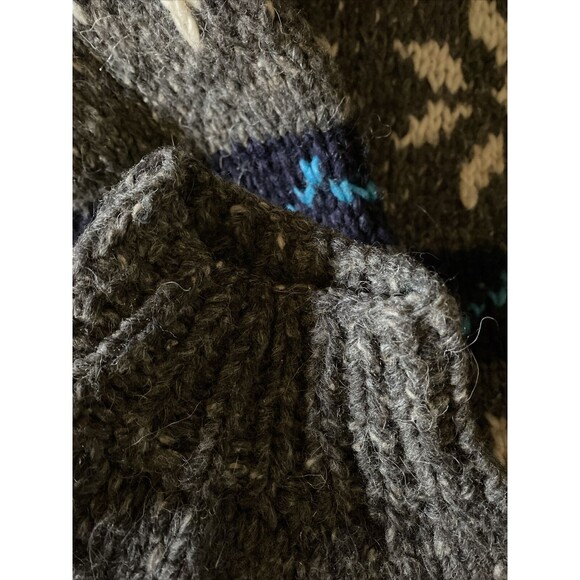 Tejidos  100% Wool Blue White Cardigan Sweater Ecuador XL PRISTINE - Picture 2 of 5